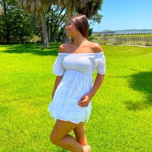Bebe White Off The Shoulder Dress